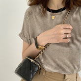 Short Sleeve O-Neck Striped Shirts